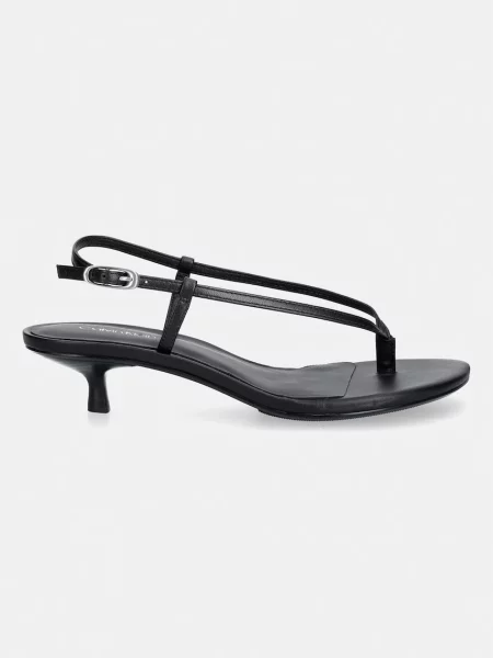 Calvin Klein sandali usnjeni KITT HEEL SNDL STRAPPY SLING LTH črna