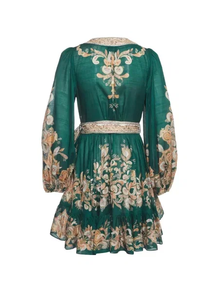 Rochie mini Zimmermann cu model paisley plic verde