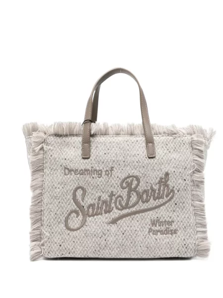 Geantă shopper Mc2 Saint Barth cu franjuri gri