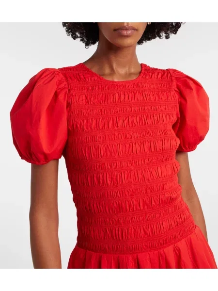 Rochie midi Ganni din poplin roșu