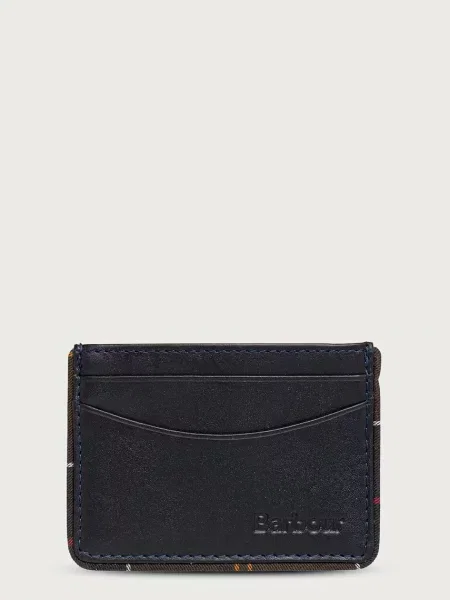 Barbour etui na karty skórzane granatowy