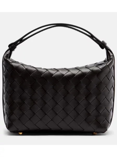 Usnjena mini usnjena torbica Bottega Veneta Handle rjava