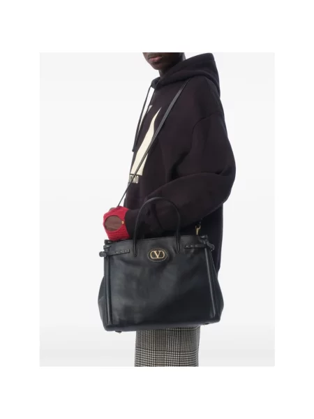 Lniana bluza z kapturem Valentino Garavani czarna