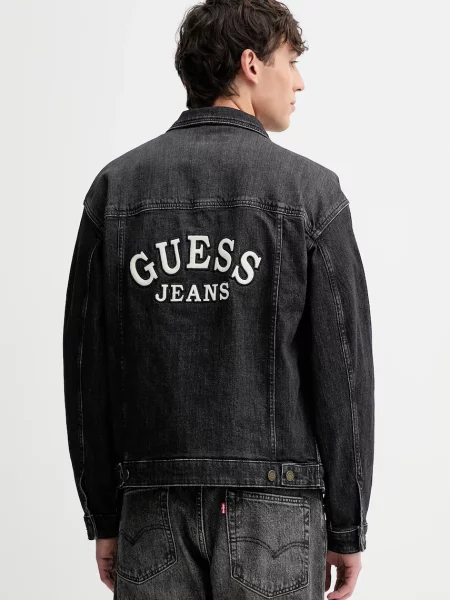 Džínová bunda Guess Jeans přechodná šedá