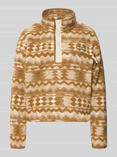 Bluza polarowa Columbia Helvetia II Printed Cropped Half Snap delta/retrotree bordowy