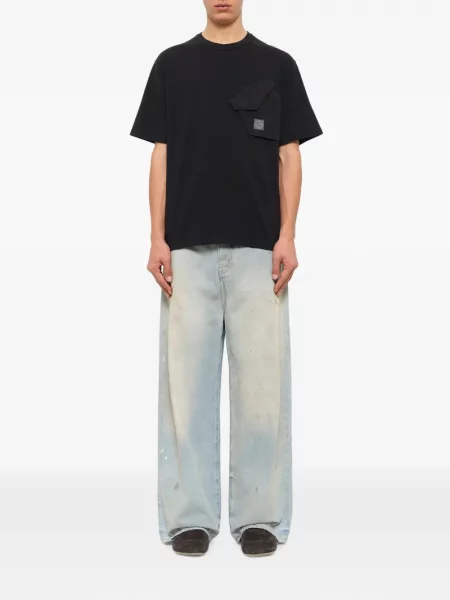 Μπλούζα Stone Island από ζέρσεϋ πέτρες μαύρο