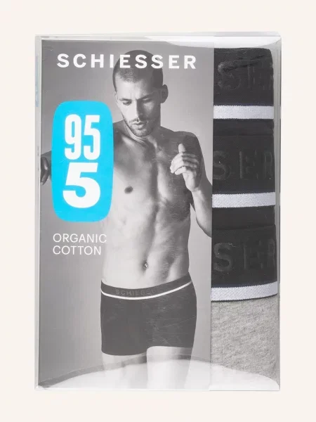 Schiesser Boxerky 3 Kusy V Balení černá/ světle šedá bílé