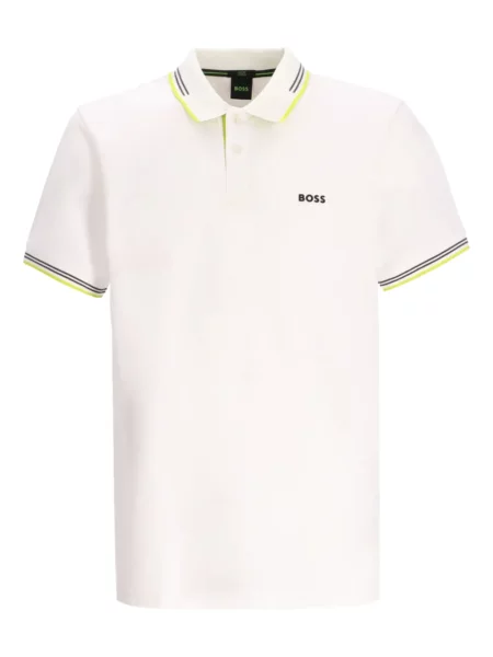 Gulerat tricou polo Boss alb