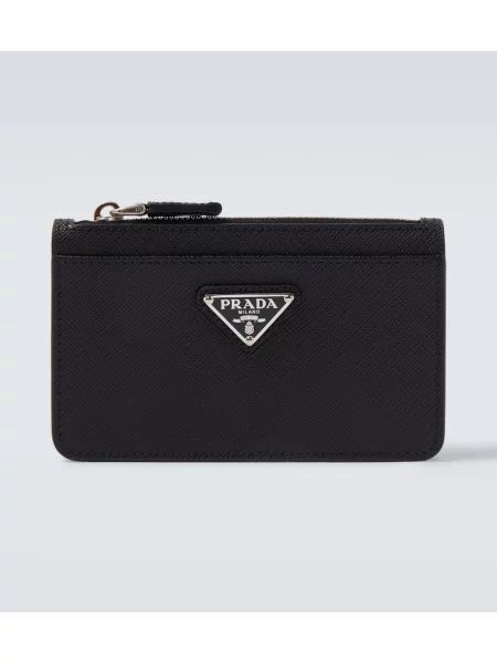 Usnjena denarnica Prada črna