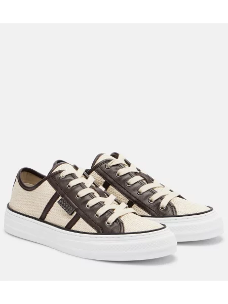 Sneakerși Brunello Cucinelli din piele clasici bej