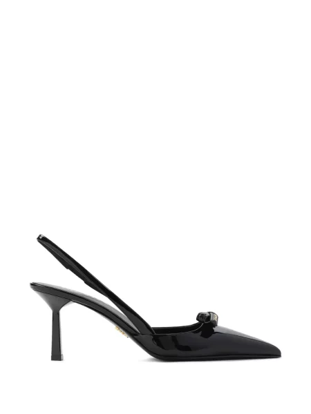 Pantofi cu toc Prada cu funde din piele slingback negru