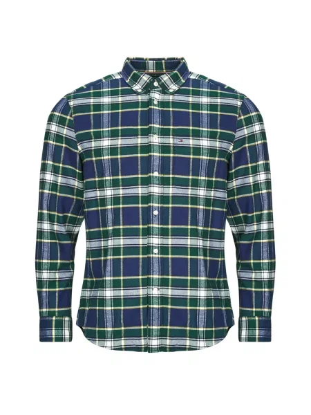 Cămașă Tommy Hilfiger de flanelă verde