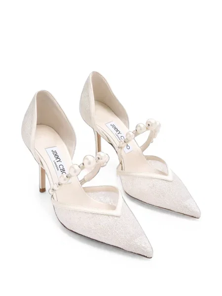 Pantofi cu toc Jimmy Choo cu perle din dantelă