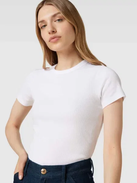T-shirt o kroju regular fit z mieszanki bawełny Opus biała