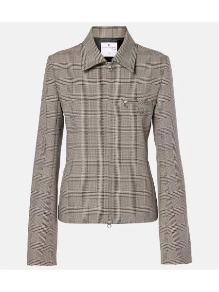 Geacă Courreges de lână în carouri bej