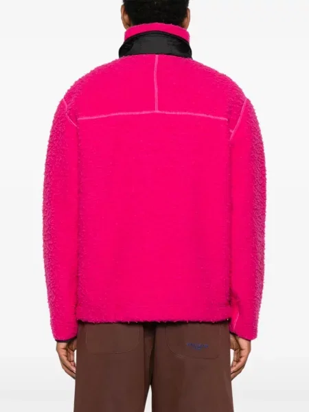 Hanorac din fleece Stone Island din fleece cu strasuri de jumătate de fermoar roz