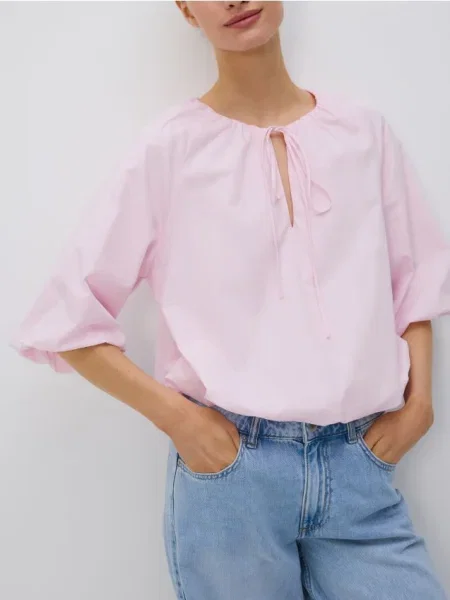 Reserved блузка з зав'язками рожевий