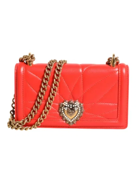 Torebka crossbody Dolce And Gabbana skórzana pikowana czerwona