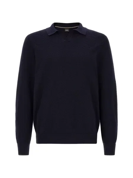 Tricou polo Boss tricotate albastru