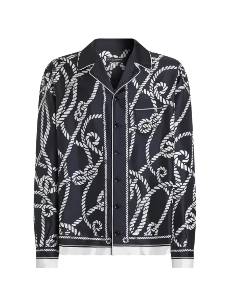 Cămașă Dolce & Gabbana de mătase cu imagine albastru