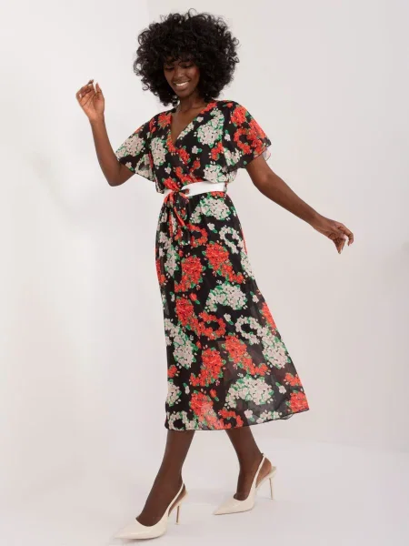 Rochie maxi Fashionhunters cu imagine lungă de costum negru
