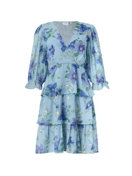 VILA Rochie VIMAGNOLIA / deschis / auriu / verde mentă albastru