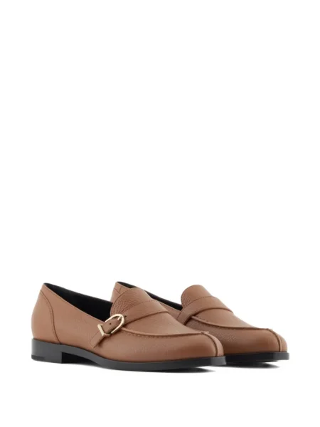Pantofi loafer Giorgio Armani din piele cu cataramă maro