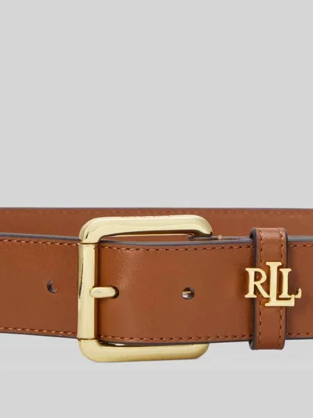 Pasek ze skóry bydlęcej z aplikacją z logo Lauren Ralph Lauren