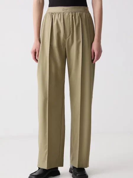 Kenzo pantaloni wide leg pentru femei din lână verde