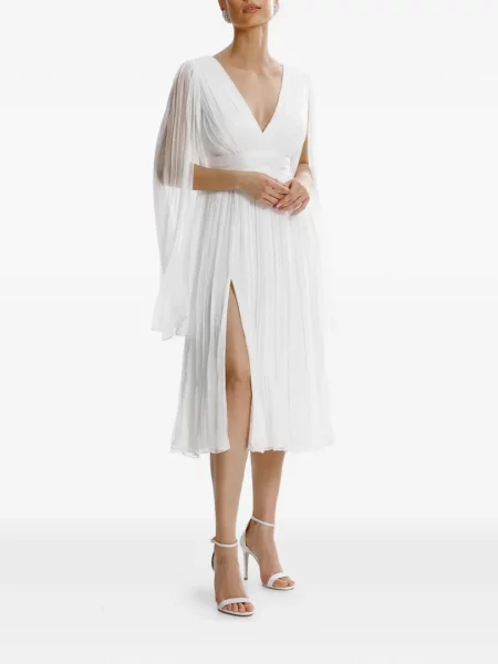 Rochie midi Framboise cu decolteu în V până la genunchi de costum alb