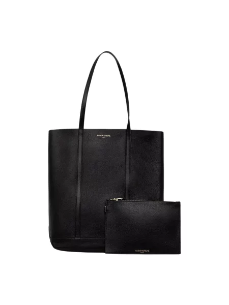 Maison Kitsuné torebka tote skórzana czarna