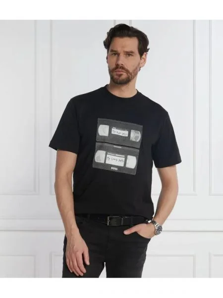 BOSS ORANGE Tricou TeRetroLeo | Relaxed fit negru