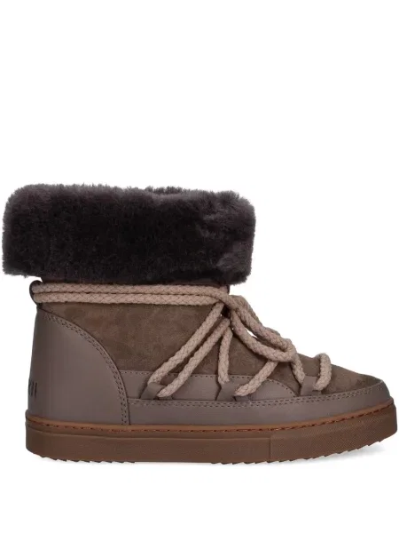 Botine Inuikii cu șireturi din fleece maro
