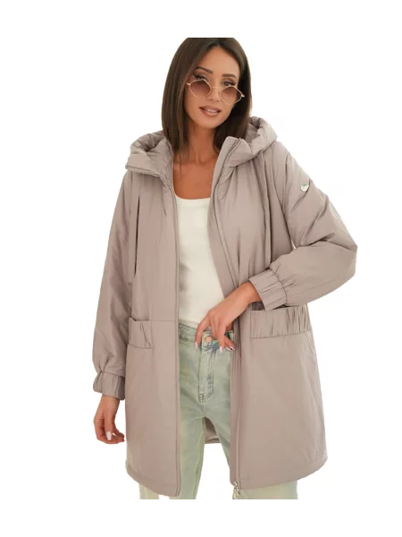 Płaszcz Pri z kapturem szary