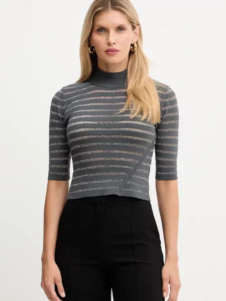 Simona Corsellini pulover light cu turtleneck gri