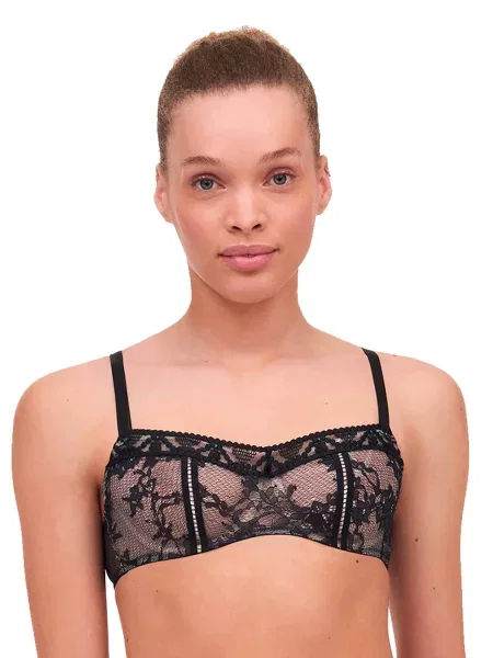 Балконет с кружевной чашкой білий