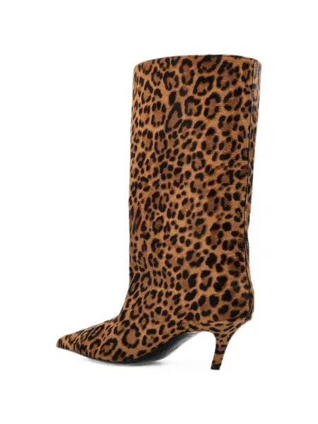 Cizme Amina Muaddi cu imagine cu model leopard maro