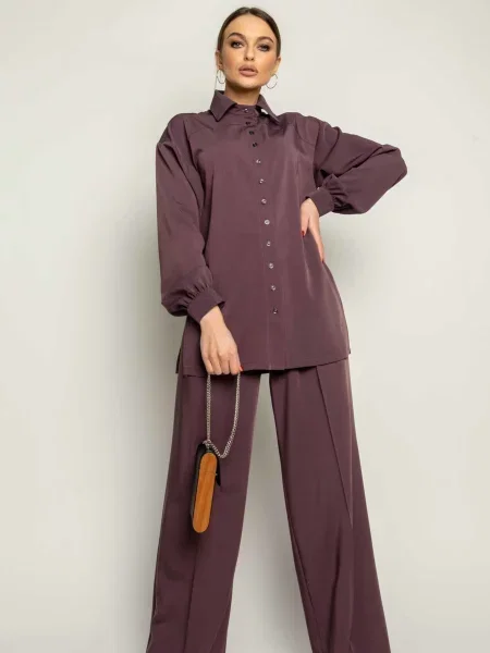 Штани палаццо RiMari вишневий бавовна/поліестер