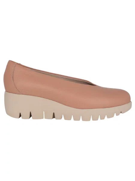 Loafersy Wonders skórzane na koturnie różowe