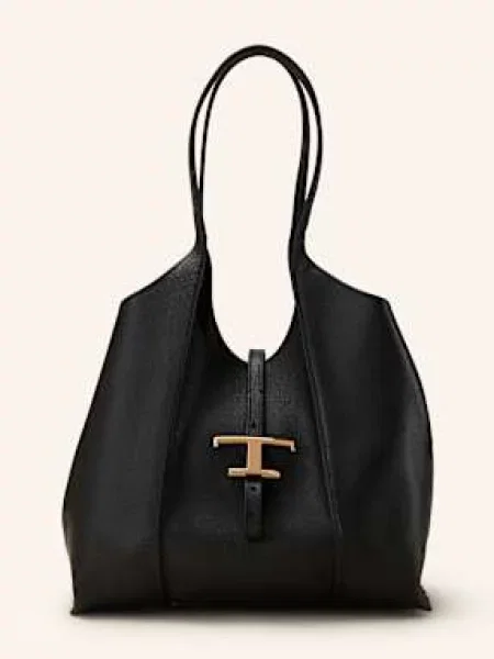 Tod's Torba Shopper T Timeless Medium Z Saszetką schwarz czarna