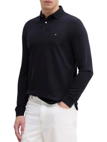 Polo majica Tommy Hilfiger z dolgimi rokavi modra