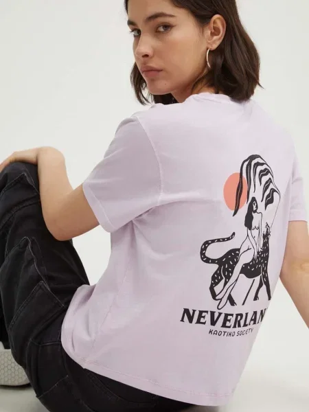 Női Kaotiko mosott Neverland malva póló. Méret: XS rózsaszín