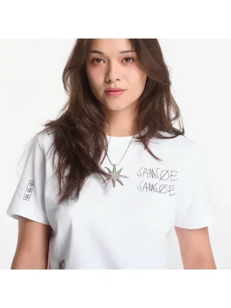 Тениска Samsøe Samsøe Sacamino Ss T-Shirt White Scribbles S бяло