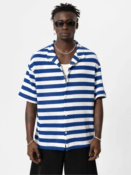 VAMOS CLO Košile kobaltová modř bílá