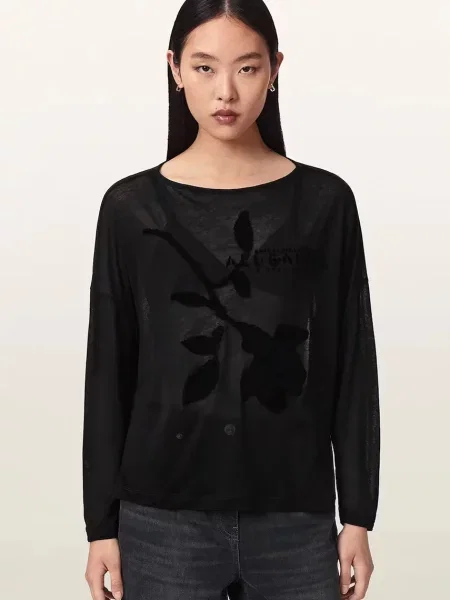 AllSaints cămașă lougewear pentru femei din modal ATHEA RITA TEE negru