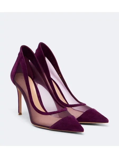 Pantofi cu toc Gianvito Rossi din piele de căprioară violet