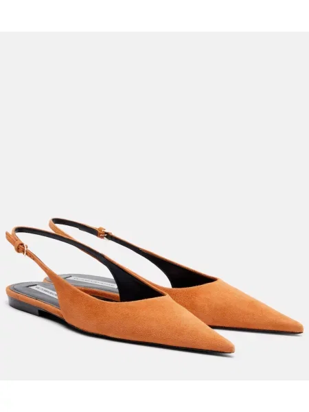 Balerini Victoria Beckham din piele de căprioară slingback portocaliu