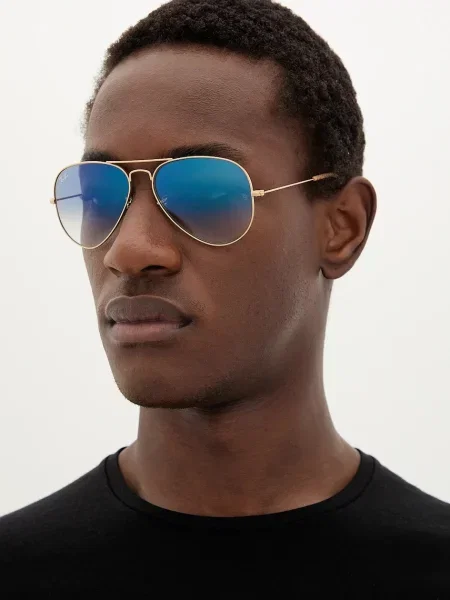 Slnečné okuliare Ray-Ban Aviator Classic arista gold/light blue modrá
