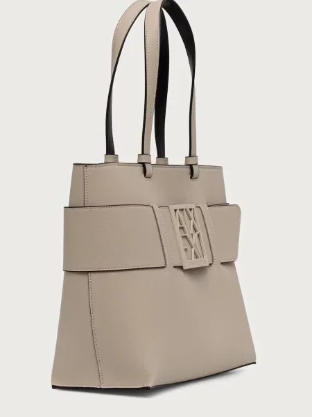 Geantă shopper Armani Exchange din piele bej