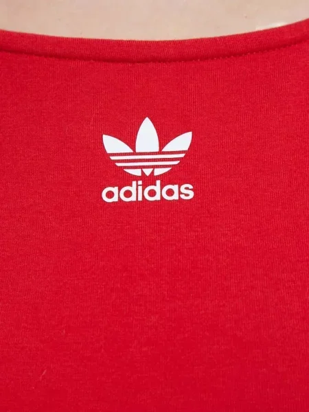 Pantaloni Adidas cu broderie cu dungi plasă roșu